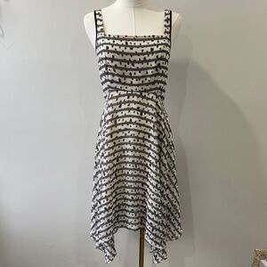 A/X Armani Exchange Black and White Fit and Flare Asymmetrical Dress - Size 2